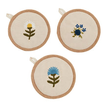 Mud Pie Floral Embroidery Pot Holders