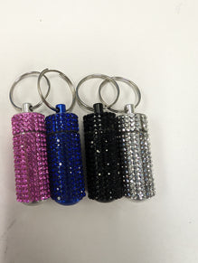 Crystal Rhinestone Pill Tube Key Ring Small