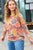 Dreamy Orange & Taupe Flat Floral Two Tone Knit Top