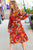 Date Night Ready Burgundy Rust/Jade Floral Print Midi Dress