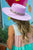 Vacay Vibes Pink Ribbon Leather Tie Hard Rim Hat