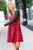 Red & Black Holiday Checker Plaid Eyelet Twofer Midi Dress