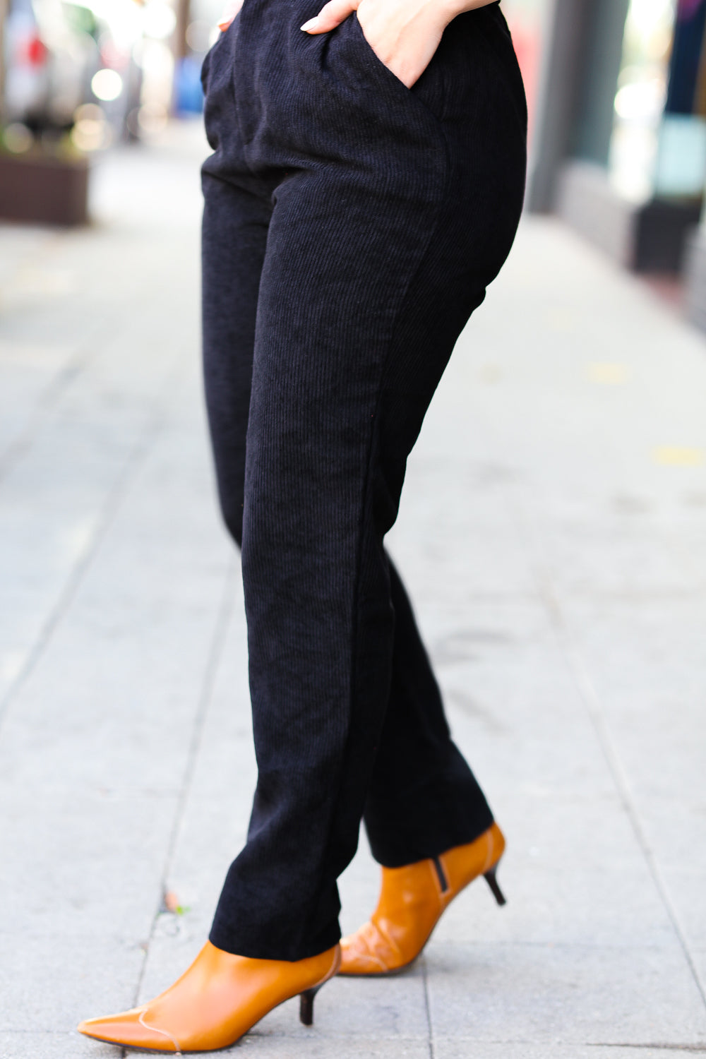 Going Your Way Black Corduroy High Rise Tapered Leg Pants – Aimaleigh's  Boutique