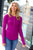 Magenta Baby Waffle Snap Button Down Long Sleeve Top