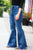 City Streets Medium Blue High Waist Flare Fray Hem Jeans