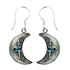 Swiss Blue Topaz & Mother Of Pearl Crescent Moon Silver Earrings