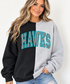 Hawks Gingham: 2-Toned Custom Embroidered Mascot Sweatshirt