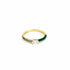 925 Gold Plated Dark Green Enamel with Clear CZ Ring