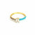925 Gold Plated Multi Color Purple CZ with Light Blue Enamel Ring
