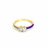 925 Gold Plated Oval CZ with Purple Enamel Ring