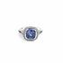 925 Silver Large Square Halo Blue CZ Ring