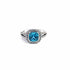 925 Silver Large Square Halo Light Blue CZ Ring