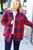 Red Cotton Flannel Plaid Square Hem Pocketed Jacket