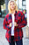 Red Cotton Flannel Plaid Square Hem Pocketed Jacket