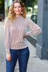 On Your Way Camel Ribbed Mock Neck Puff Sleeve Top