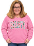 BELIEVE Peppermint Appliqué Christmas Sweatshirt