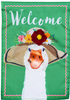Flowery Goose Applique Garden Flag