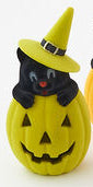 Flocked Cat in Pumpkin w/Hat