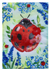 Cottage Garden Blue Florals Ladybug Applique Garden Flag
