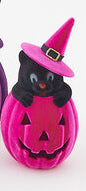 Flocked Cat in Pumpkin w/Hat