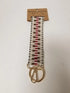 Color Patterned Wristband Keychain -Beige/Burgundy