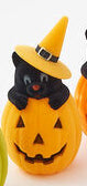 Flocked Cat in Pumpkin w/Hat