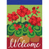 Garden Geraniums Burlap Flag