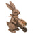 Resin 9 in. Brown Spring Carved Bunny with Carrot in Wheelbarrow Figurine