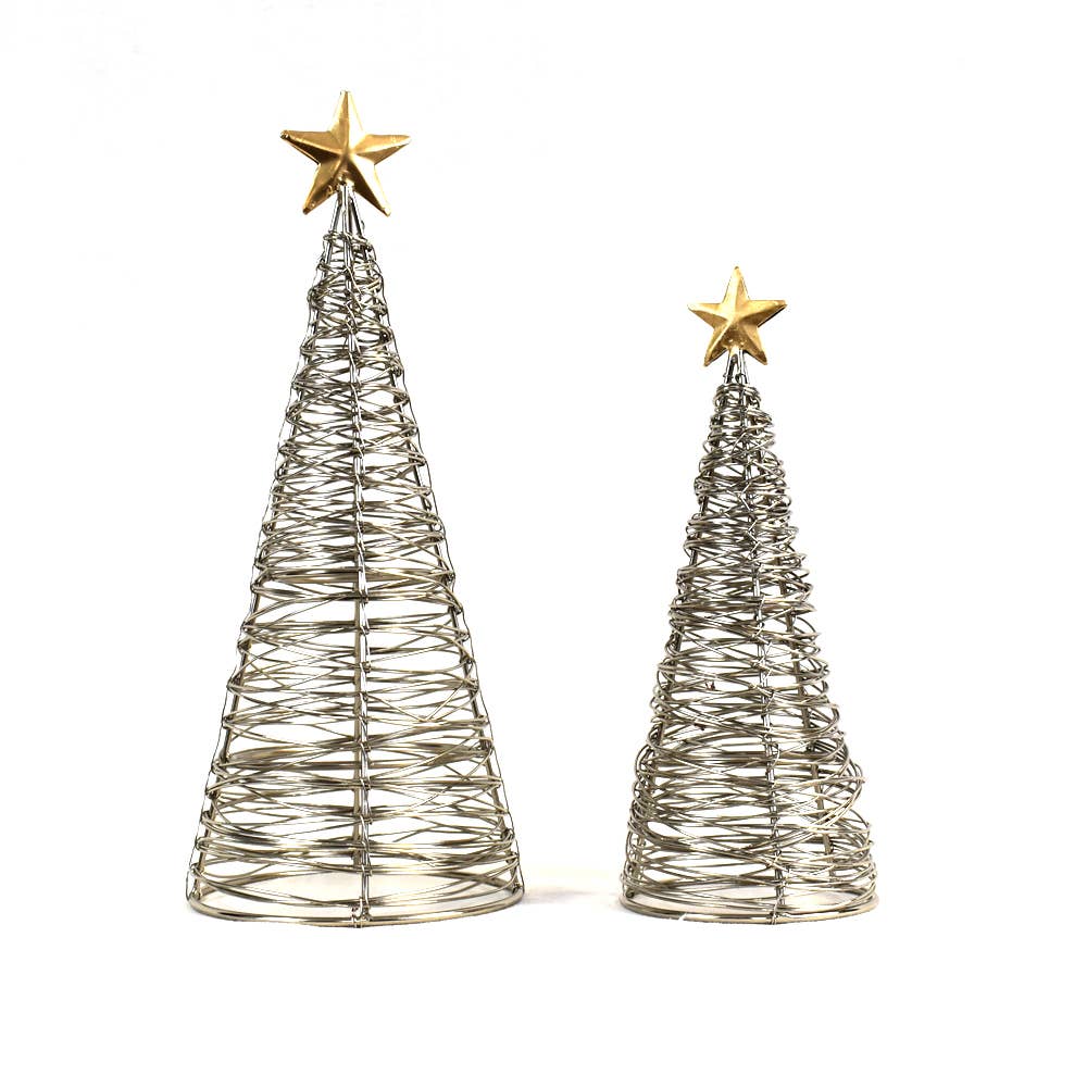 Gold Star Wrapped Wire Trees Large