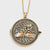 GOLD TREE OF LIFE MAGNIFYING GLASS PENDANT LONG NECKLACE
